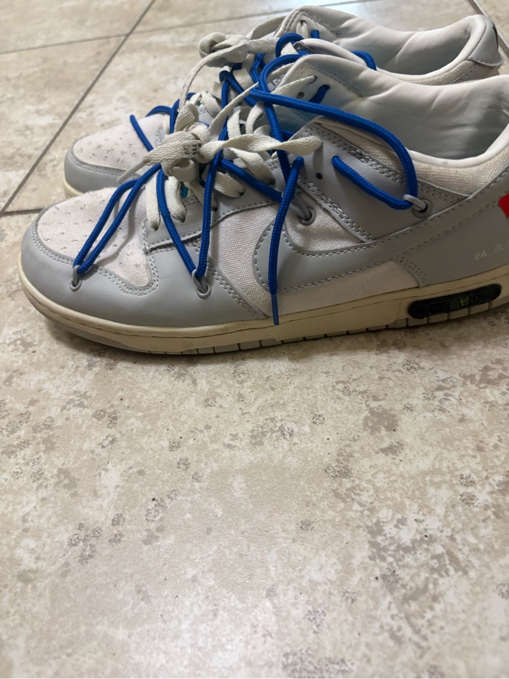 Off-White Low-Top Sneakers in White, Light Gray & Blue
